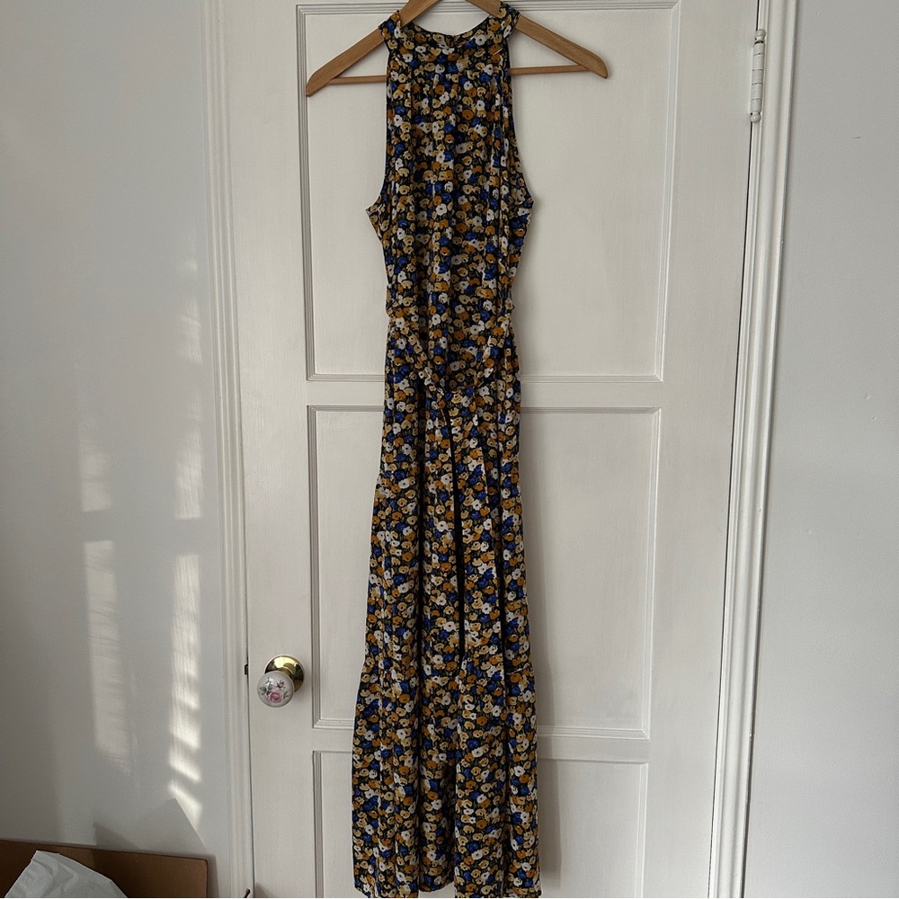 Floral Maxi Halter Dress with matching Belt M
